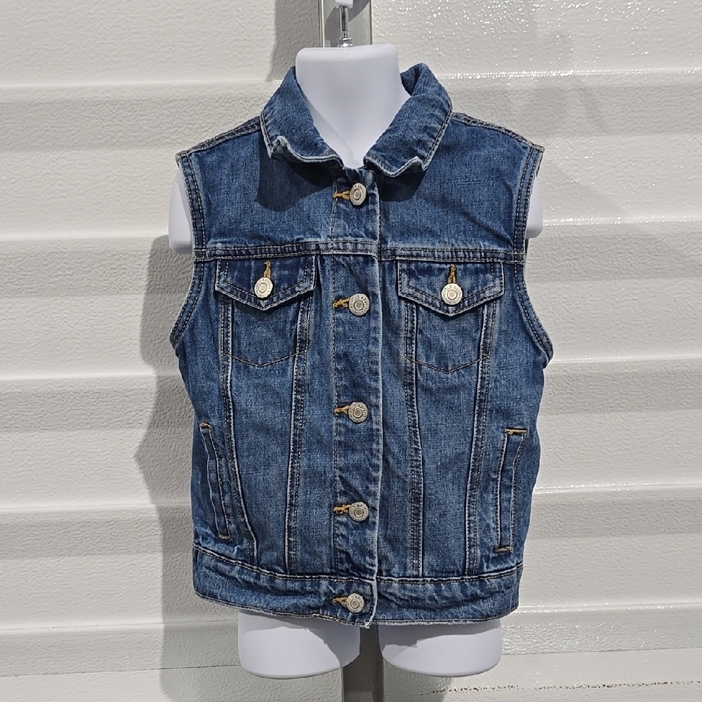 Old Navy Blue Denim Vest Sleeveless‎ Classic Size M (8)